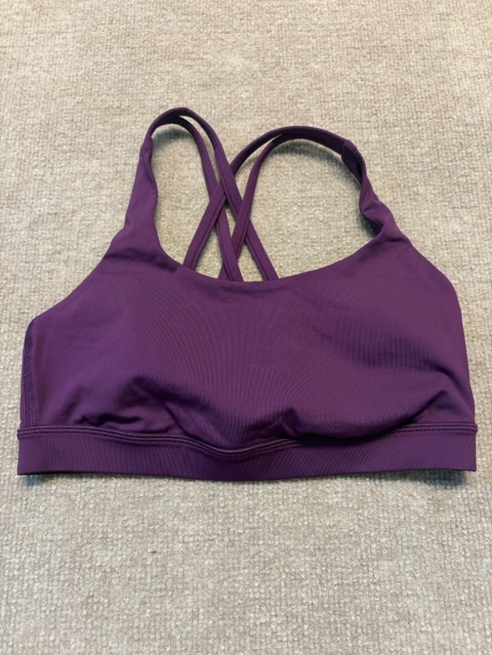 Lululemon Purple Strappy Sports Bra Size 6 Criss Cross Back Yoga Athletic 0826